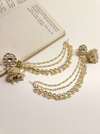 Nyra White Boutique Jhumki With Side Chain