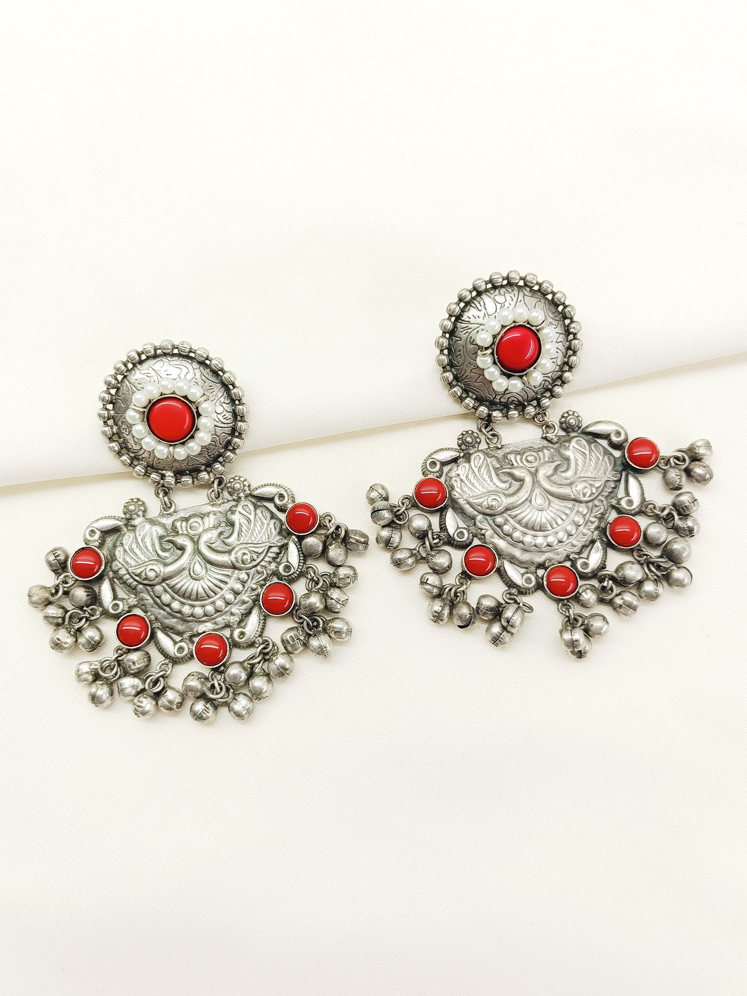 Hrishita Coral Oxidized Earring