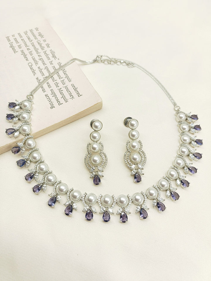 Abigail Purple American Diamond Necklace Set