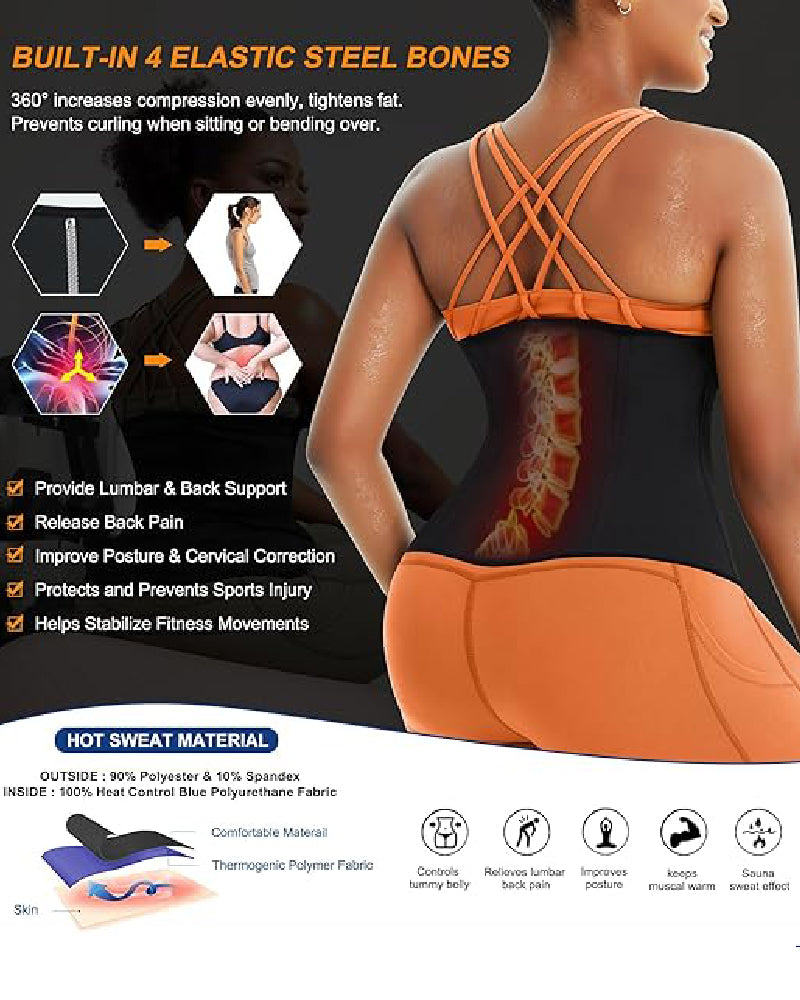 Women's Workout Sweat Waist Trainer Weight Loss Tummy Wrap Sports Belt With Buckle  - By Qivii