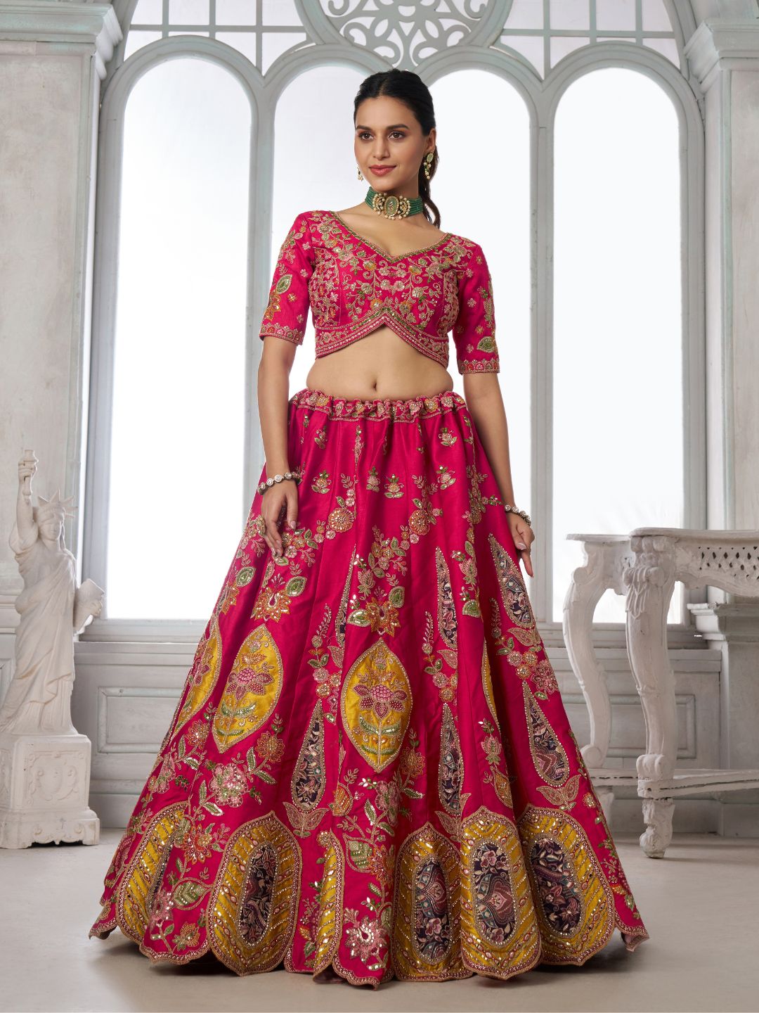Rani Bridal Lehenga Choli with Intricate Heritage Embroidery
