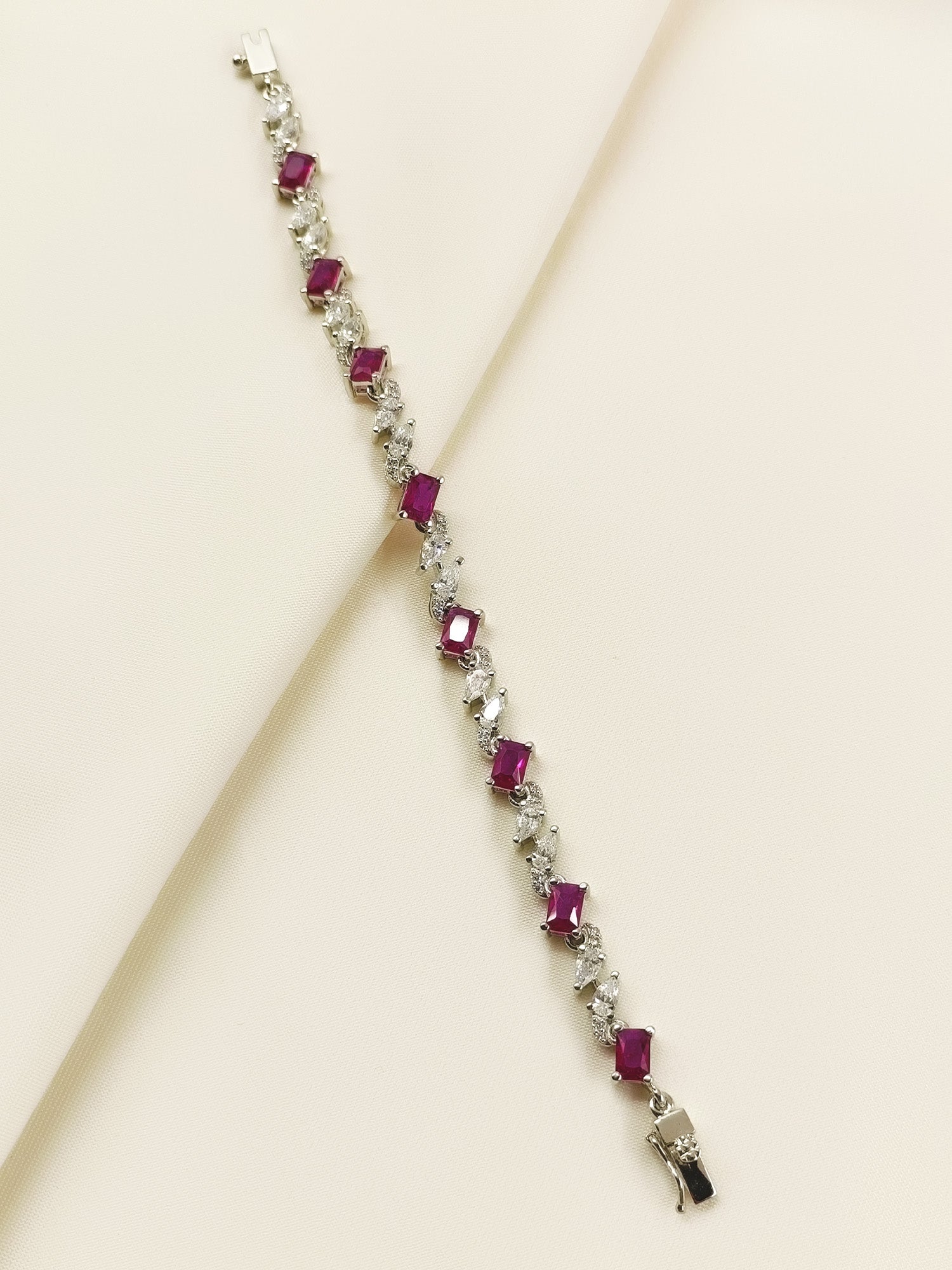 Chahana Ruby 92.5 Silver Swarovski Stone Bracelet