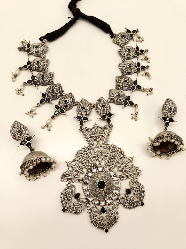 Aradhya Black Oxidized Necklace Set