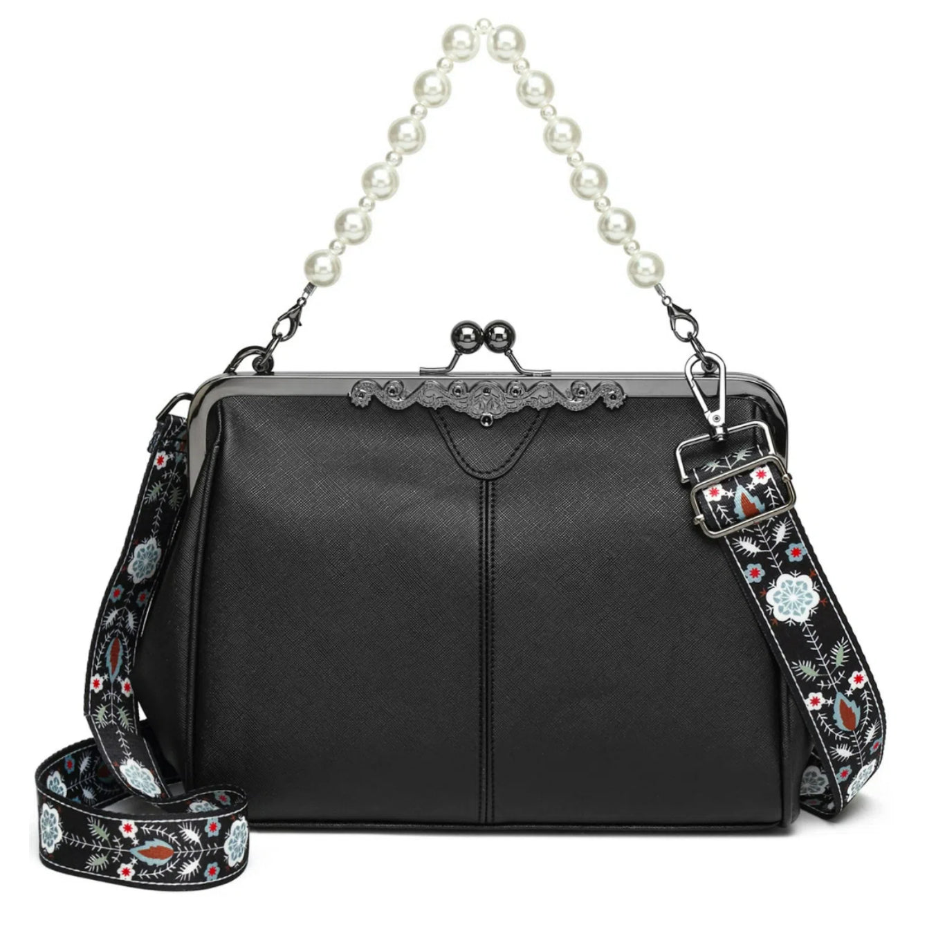 Women's British Vintage Oversized Bag – Multi-Way Shoulder/Tote Bag with Clip Closure