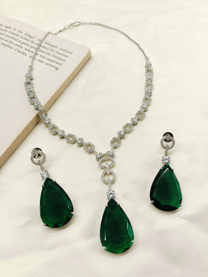 Sobia Green American Diamond Set