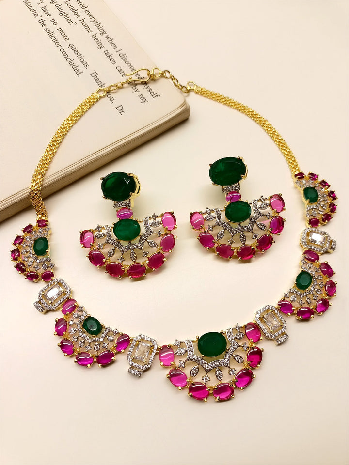 Esra R & G American Diamond Necklace Set