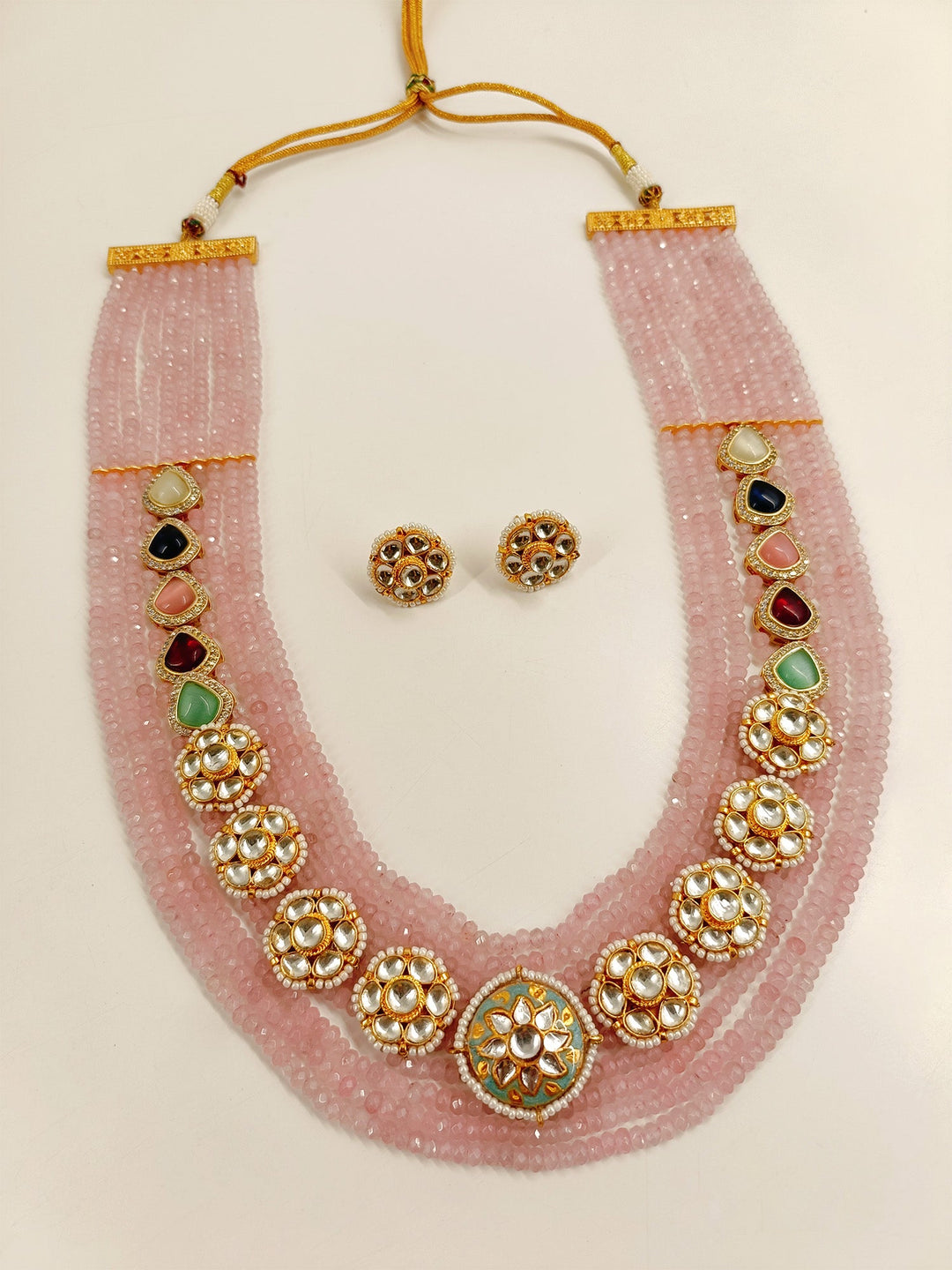 Kaila Pink Long Kundan Set