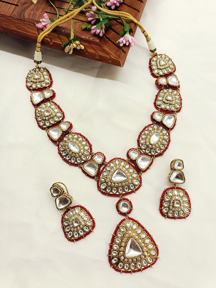 Indrani Maroon Polki Necklace Set