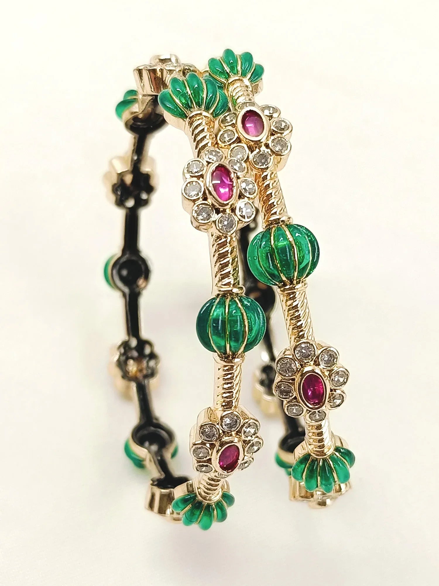 Vijayanthi Green Antique Bangles