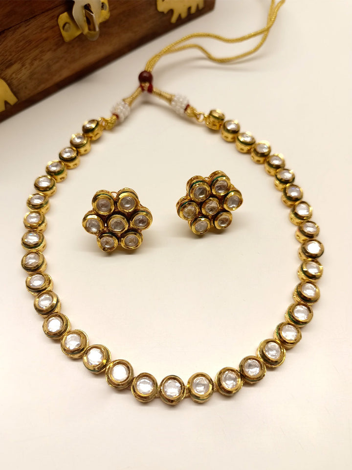 Trinity White Single Layner Kundan Set