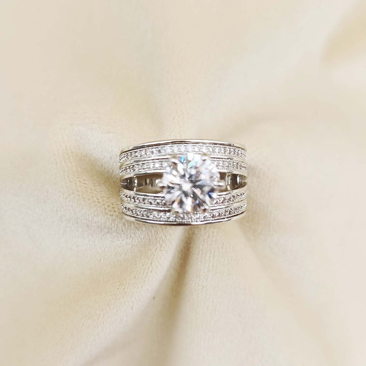 Gorgeous Leela Diamond Silver Plated Ring with Sparkling Diamond Accents