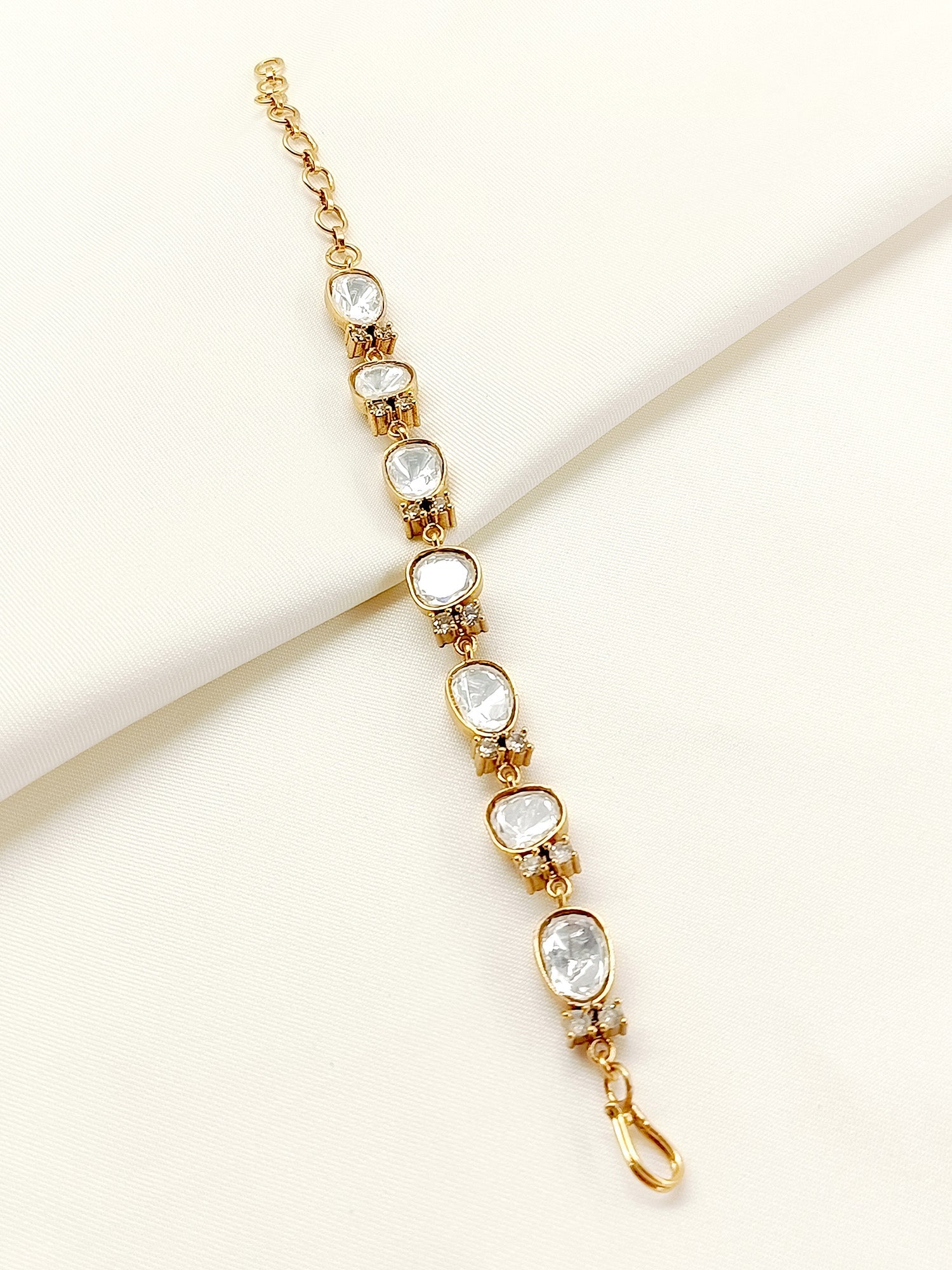 Tahera White Kundan Bracelet