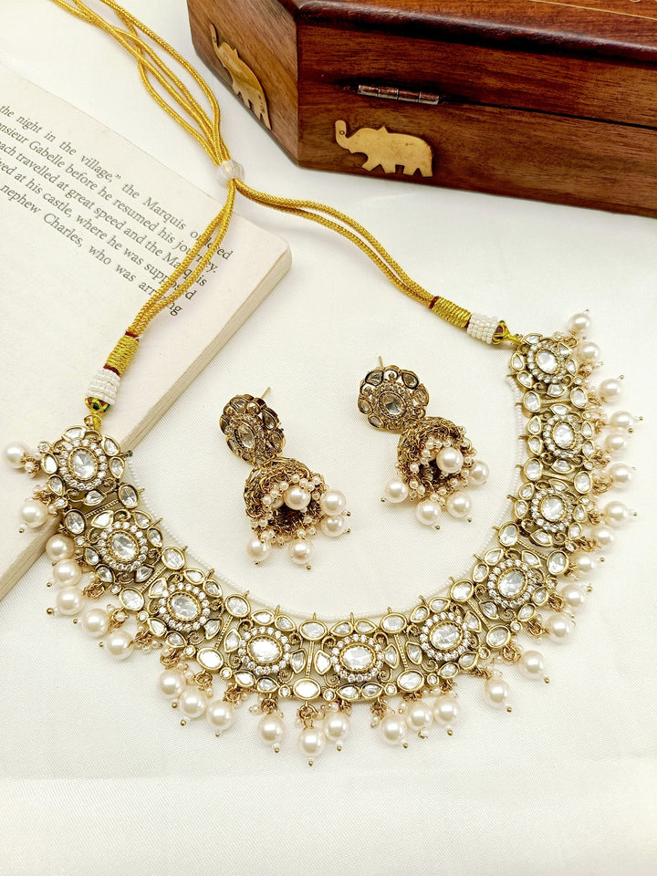 Rutvi White Polki Necklace Set