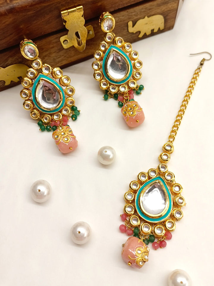 Anmol Kundan Earrings With Teeka