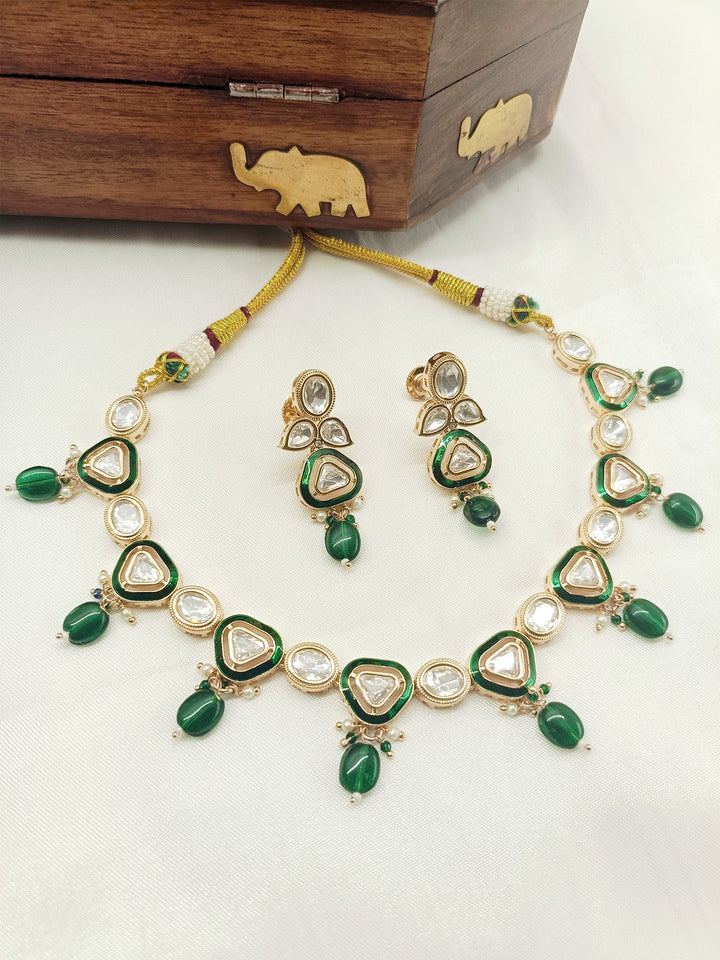 Green Kundan Necklace Set