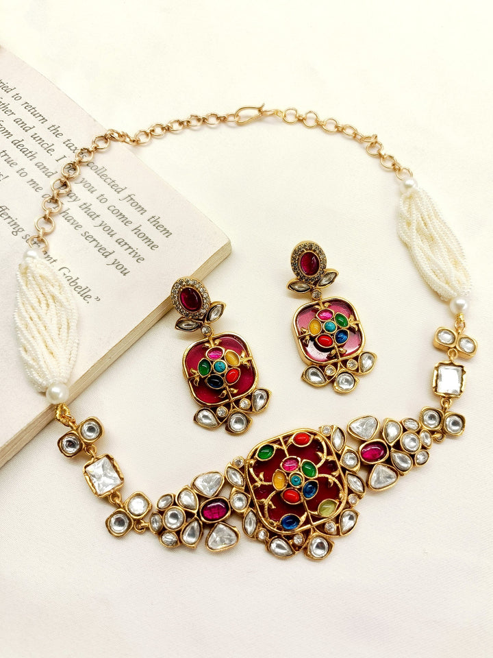 Peahan Navaratna Kundan Choker Set