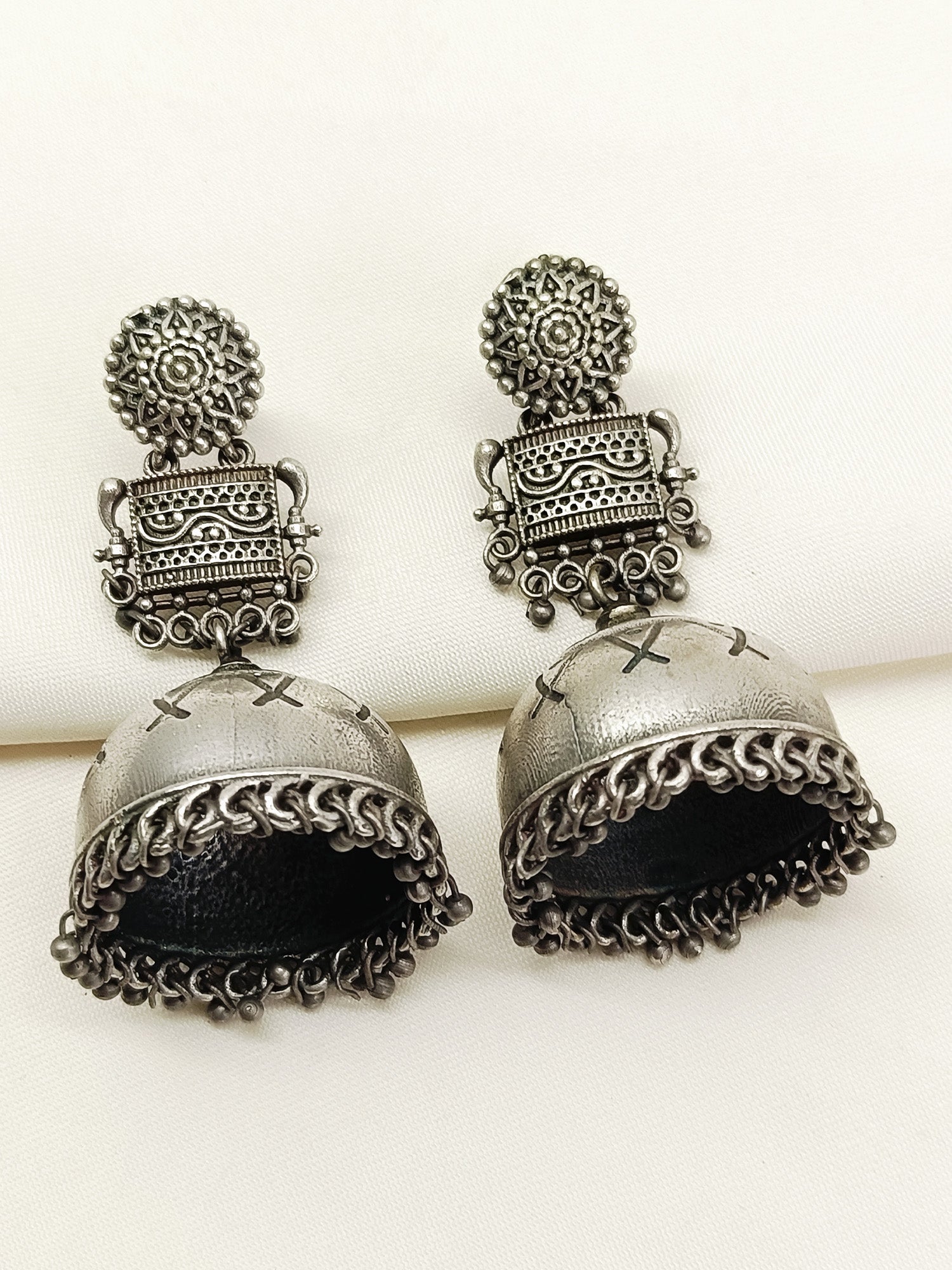 Jyeshtha Plain Oxidized Jhumki