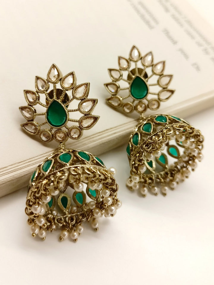 Lucille Green Polki Jhumki