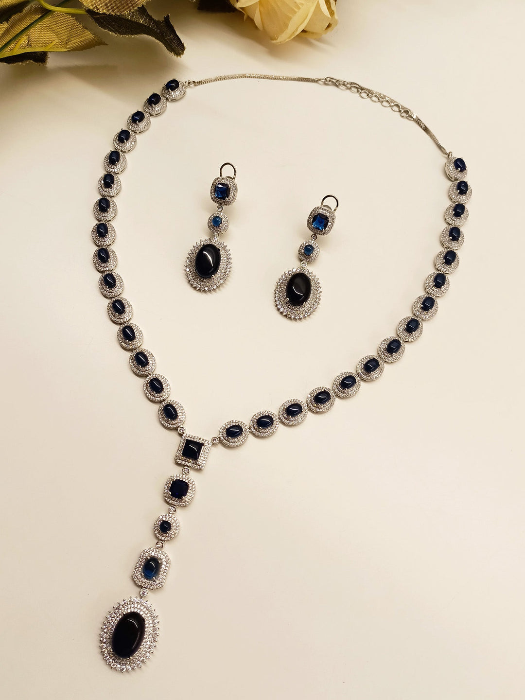 Janifer Navy Blue American Daimond Set