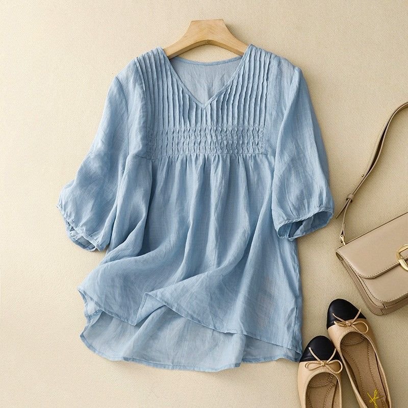 Valencia Cotton-Linen Blouse  - By Qivii