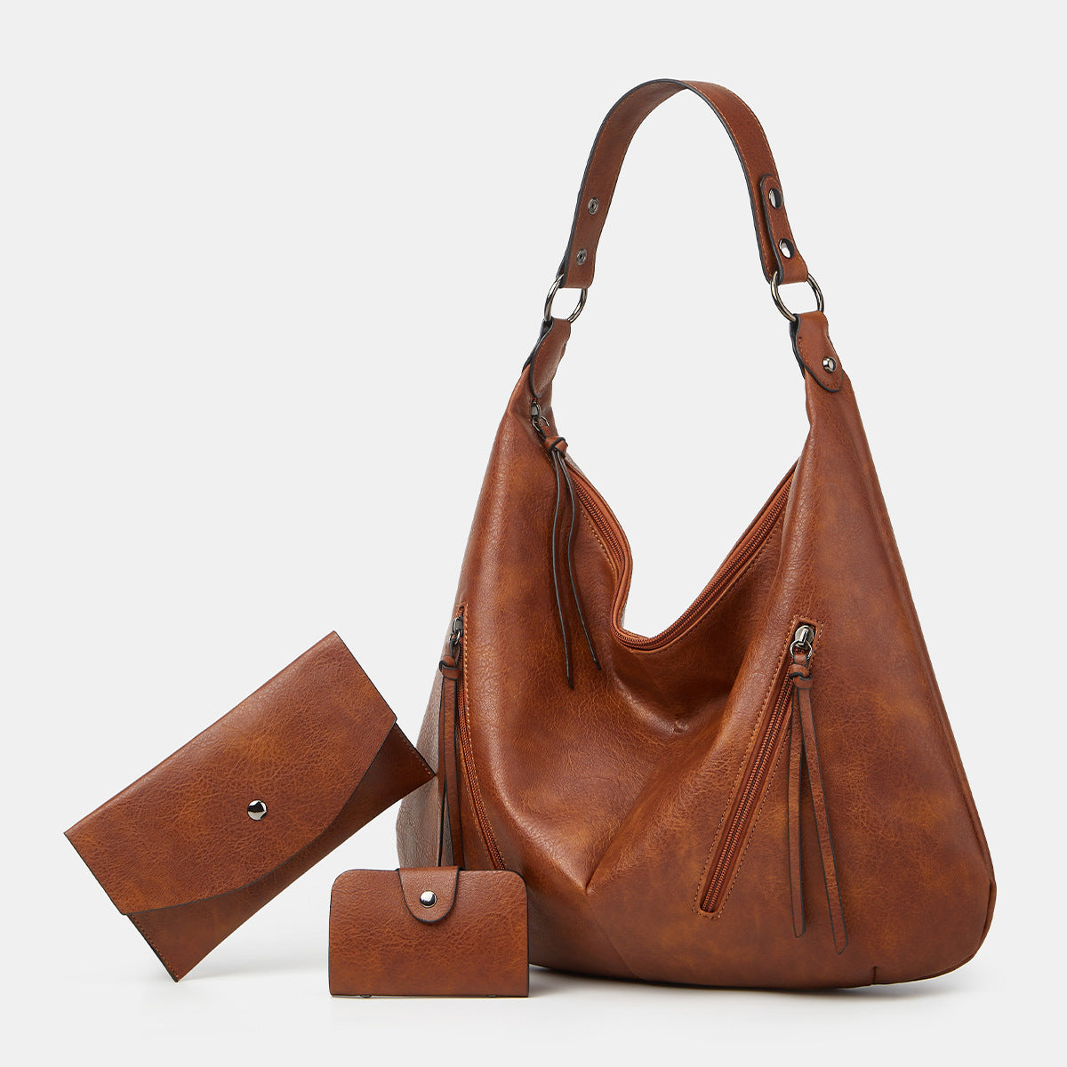 Ounamei Vegan Leather Hobo Shoulder Bag for Women | Large Capacity Purse with Matching Wallet & Card Holder | Shoulder & Crossbody Carry