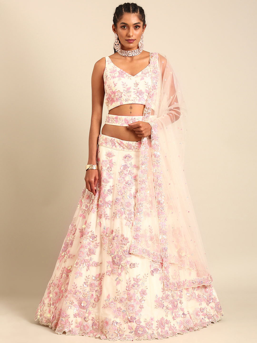 Heavy Zarkans Embroidered Net Stitched Bridal Lehenga choli