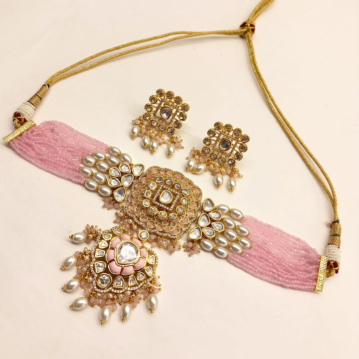 Zareen Baby Pink Kundan Choker