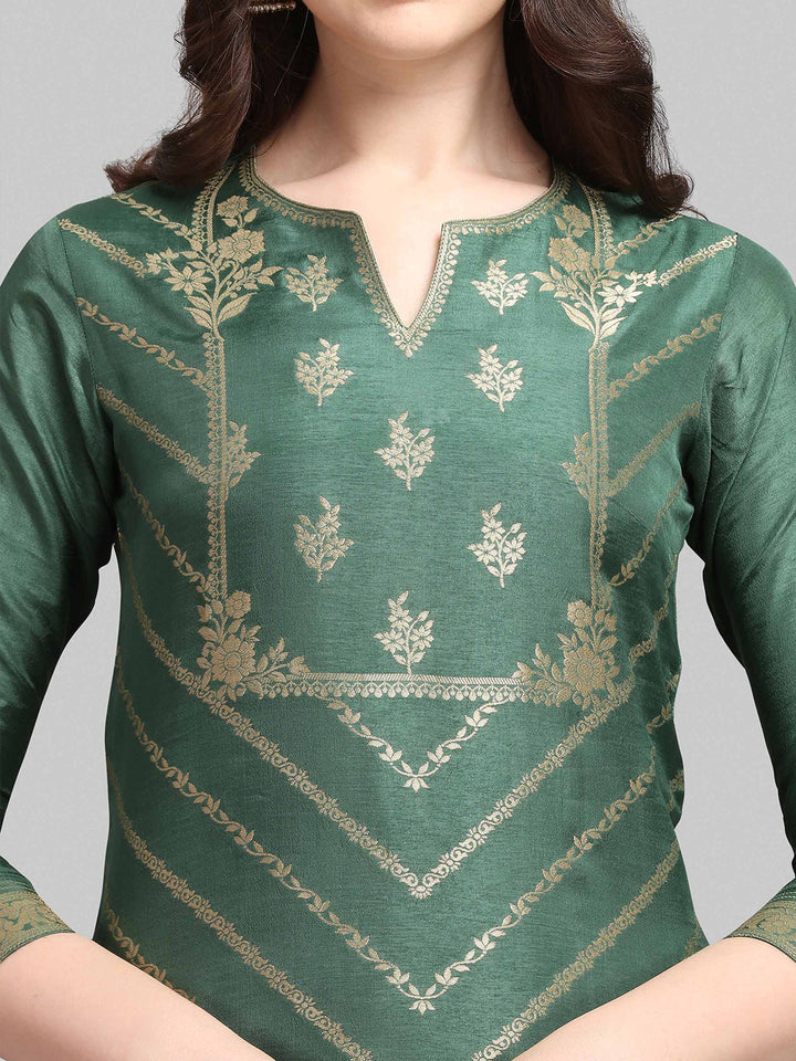 Cyan Green Jacquard Placement Kurta by Qivii