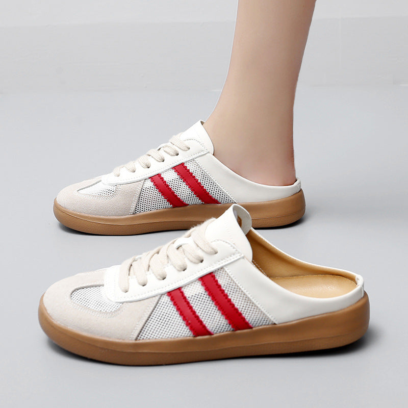 Women's Mesh Mule Slippers German Trainer - Inspired Slip-Ons for Women | Spring-Summer Comfort Shoes with Arch Support
