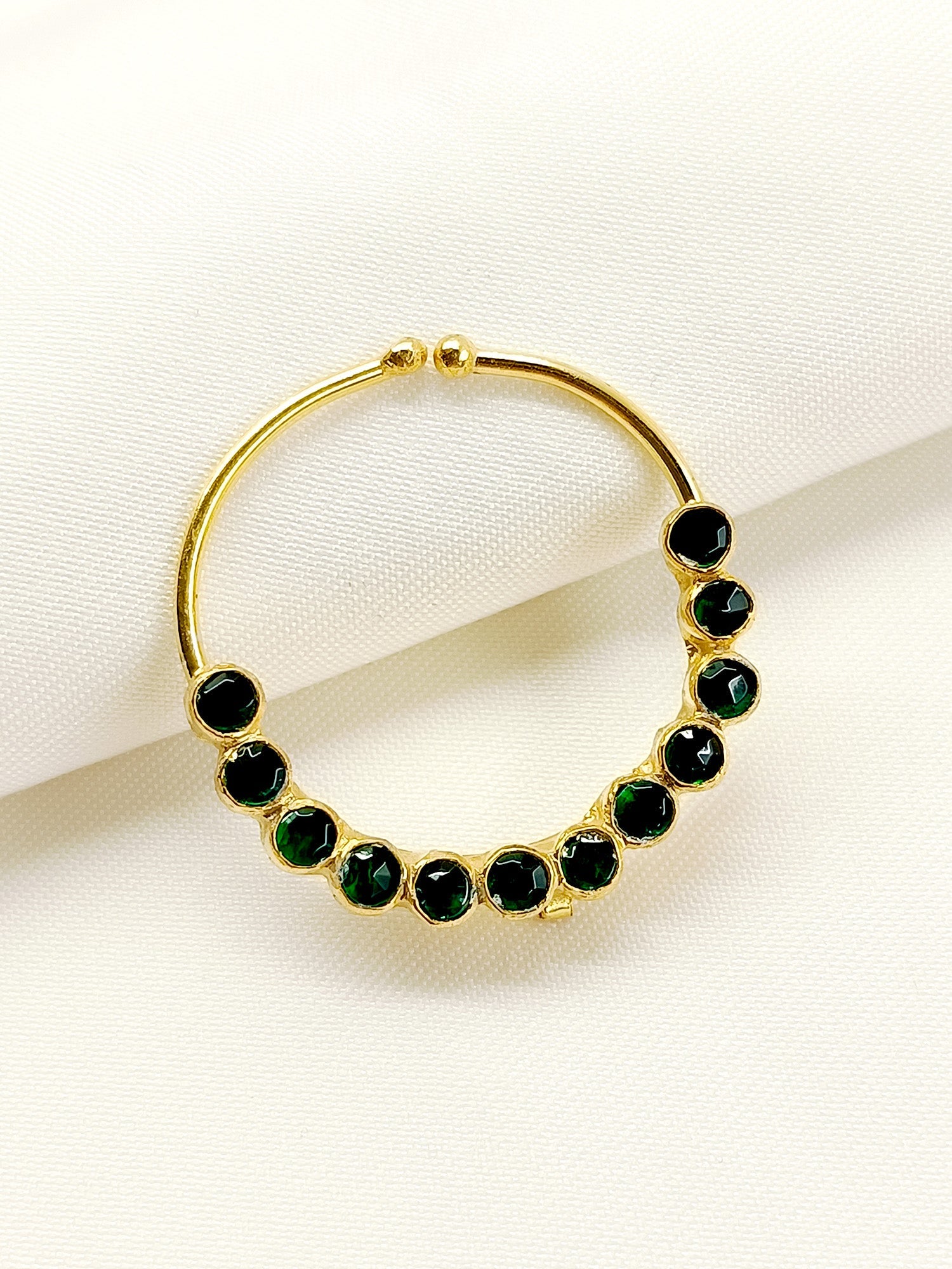 Zayda Green Kundan Nose Ring