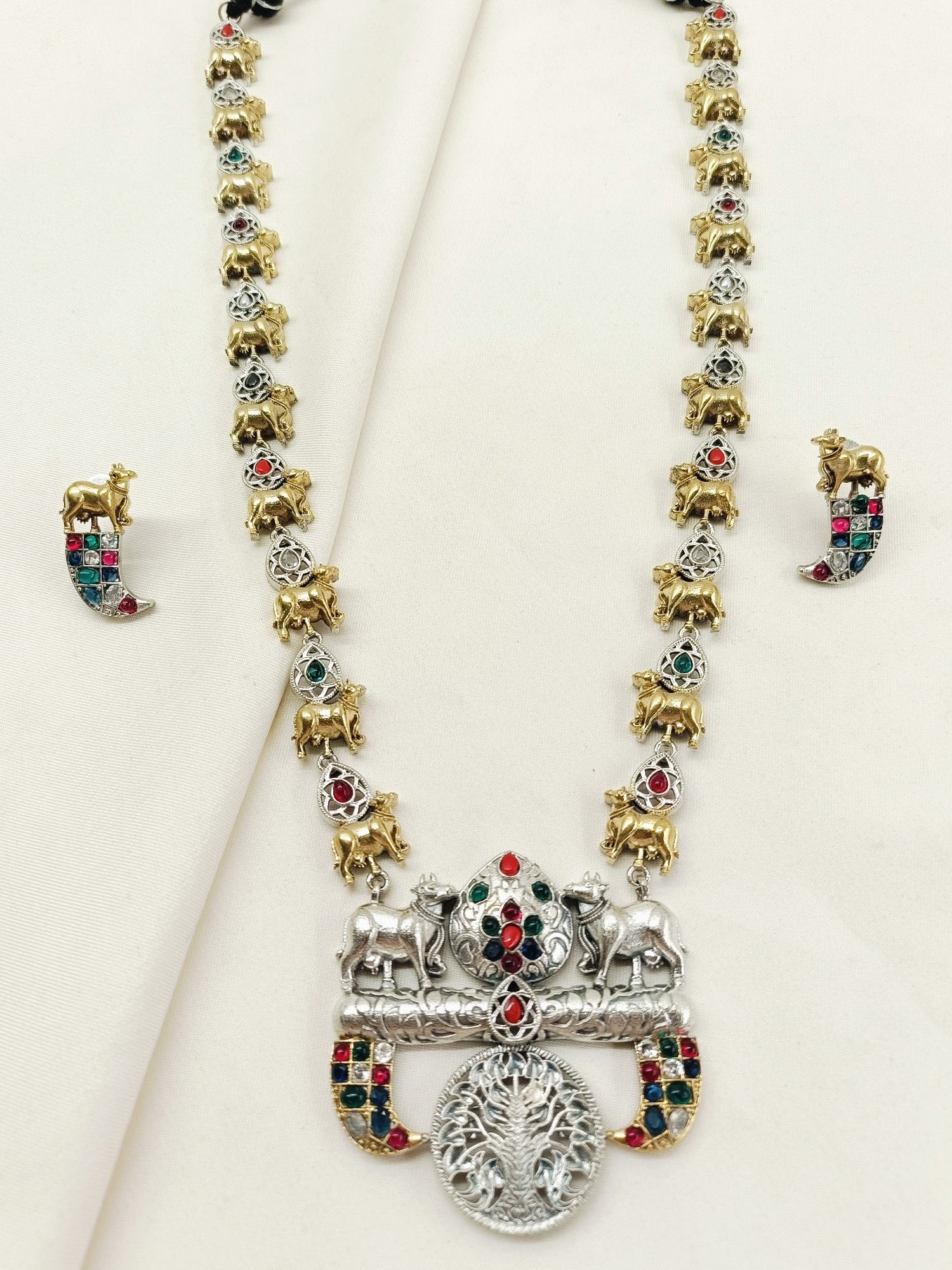 Sahasra Multi Colour Oxidized Necklace Set
