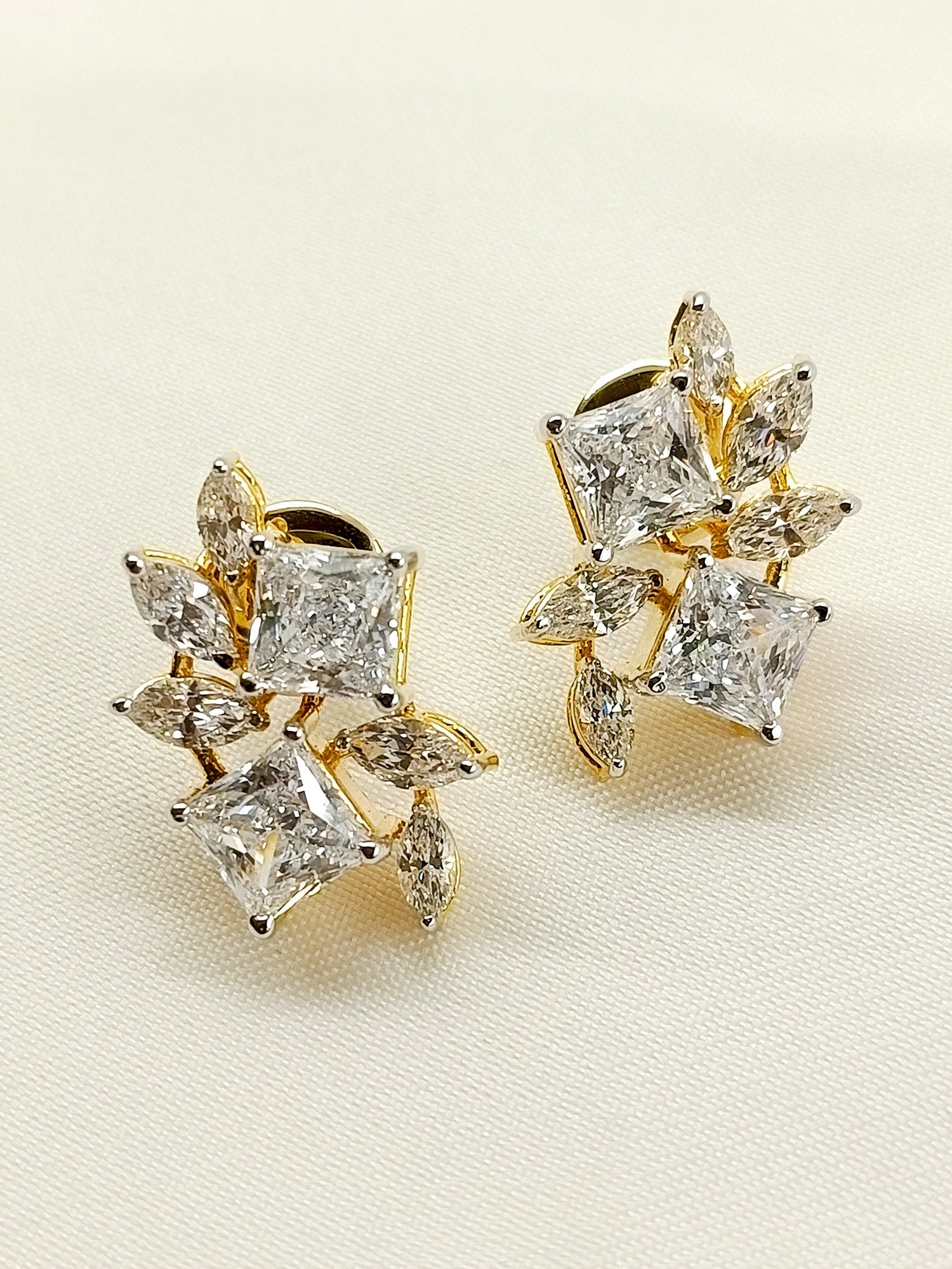 Aafreen 92.5 Silver Swarovski Stone Tops - qivii