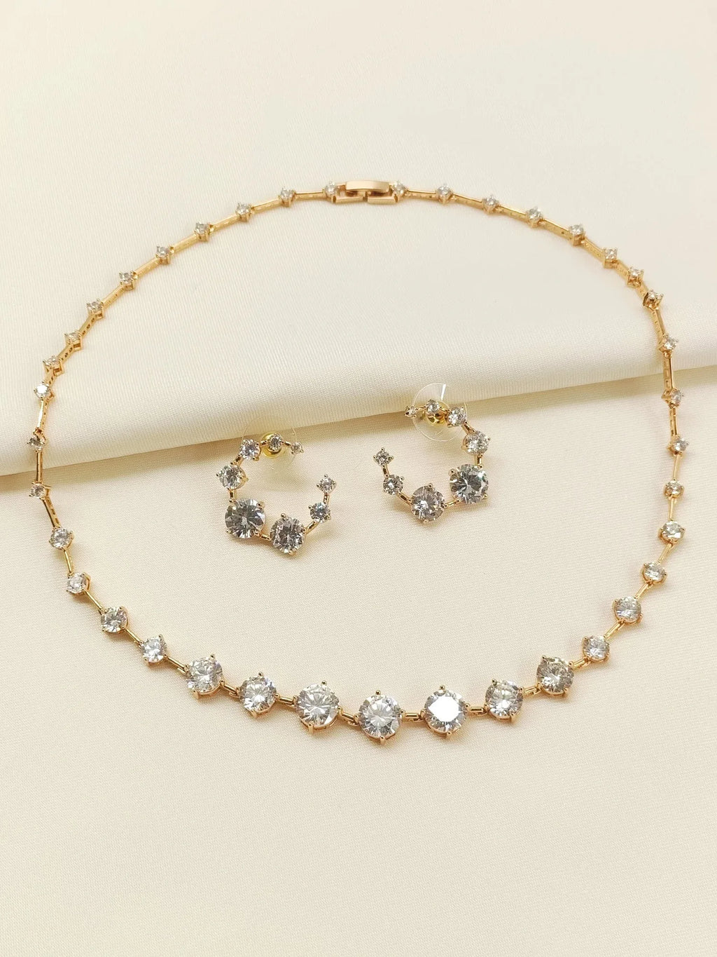 Kiona Gold American Diamond Necklace Set