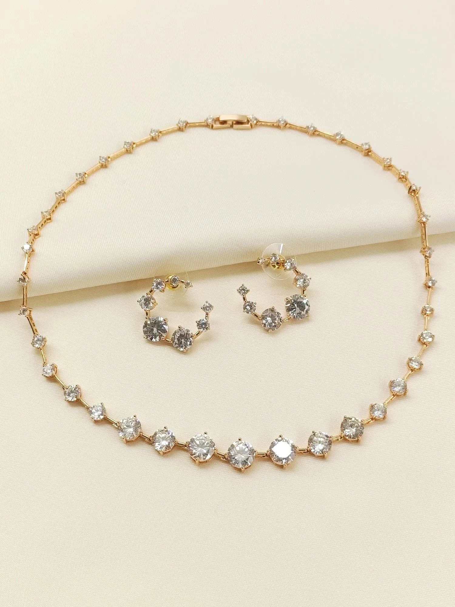 Kiona Gold American Diamond Necklace Set