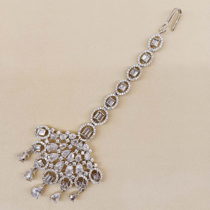 Taniya American Diamond Silver Plated Beautiful Teeka