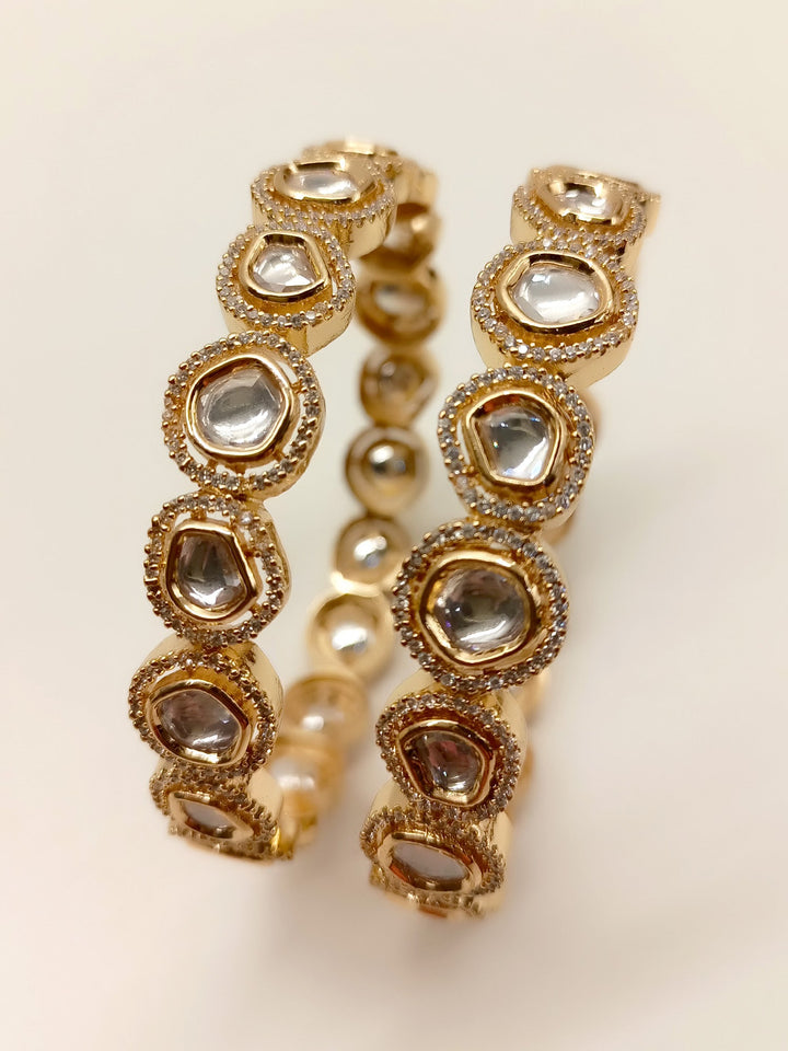 Dominica White Kundan Polki Bangles