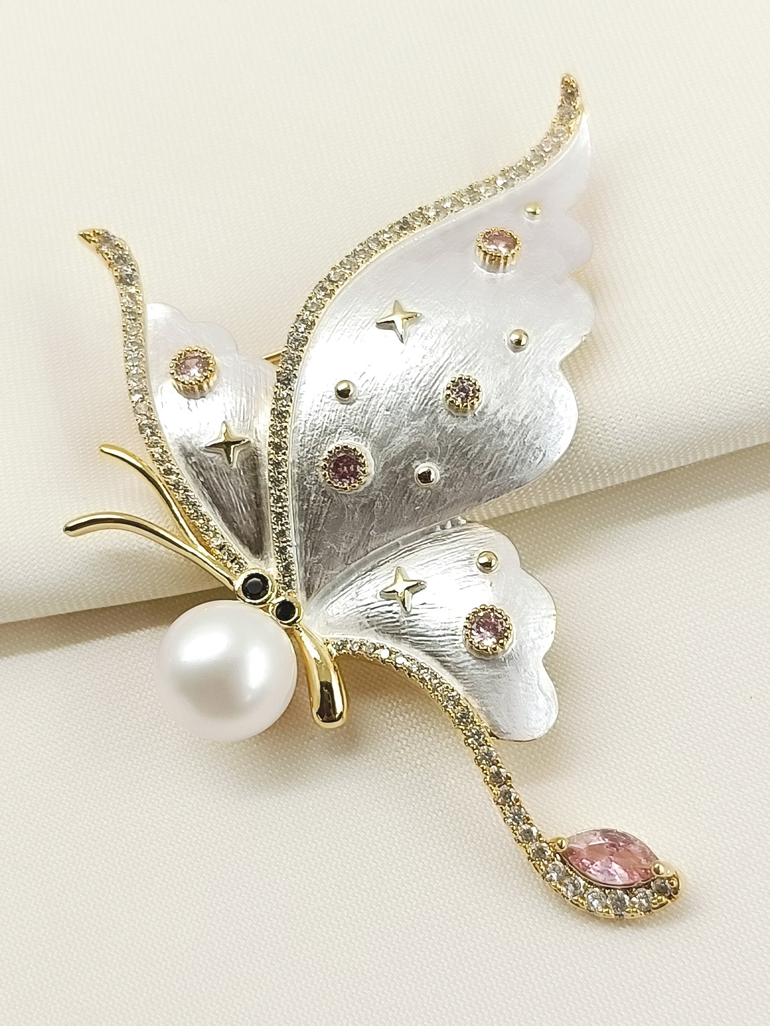 Gianna White Butterfly Brooch