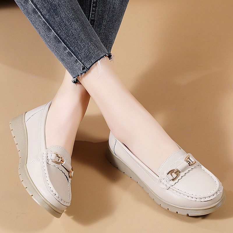 Women's CloudStep Split Leather Driving Moccasins - Slip-On Cushioned Flats for Commuting & Leisure