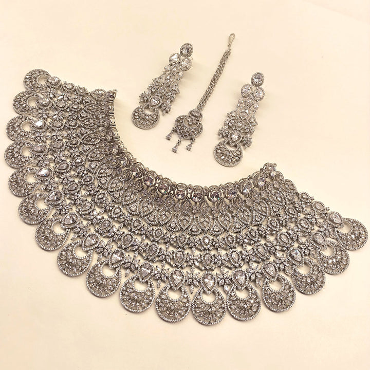 Rukhsaar Bridal Look American Diamond Necklace Set