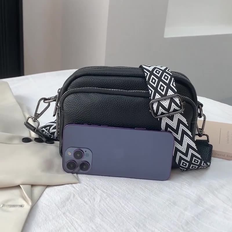 Women's Premium Minimalist Genuine Leather Solid-Color Square Bag – Versatile Multi-Functional Camera Bag
