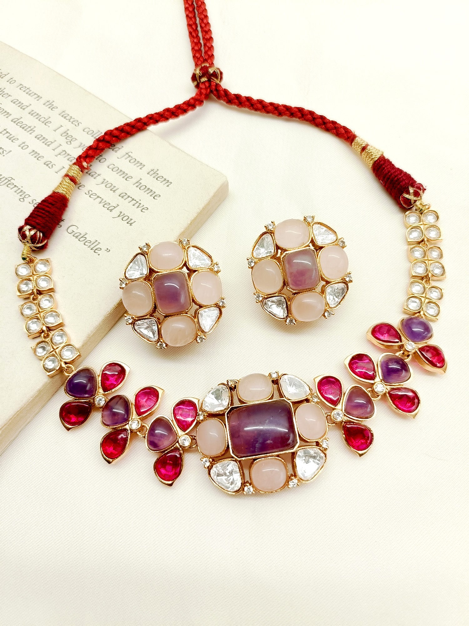 Shibani Multi Colour Kundan Choker Set - qivii