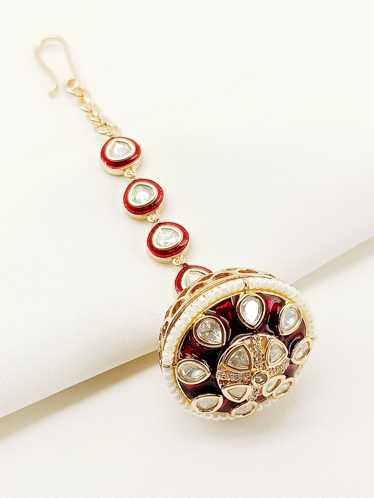 Vishakha Maroon Kundan Borla