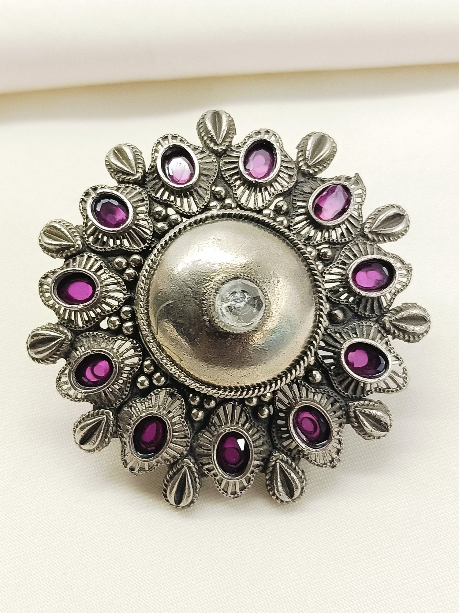 Leo Ruby Oxidized Finger Ring