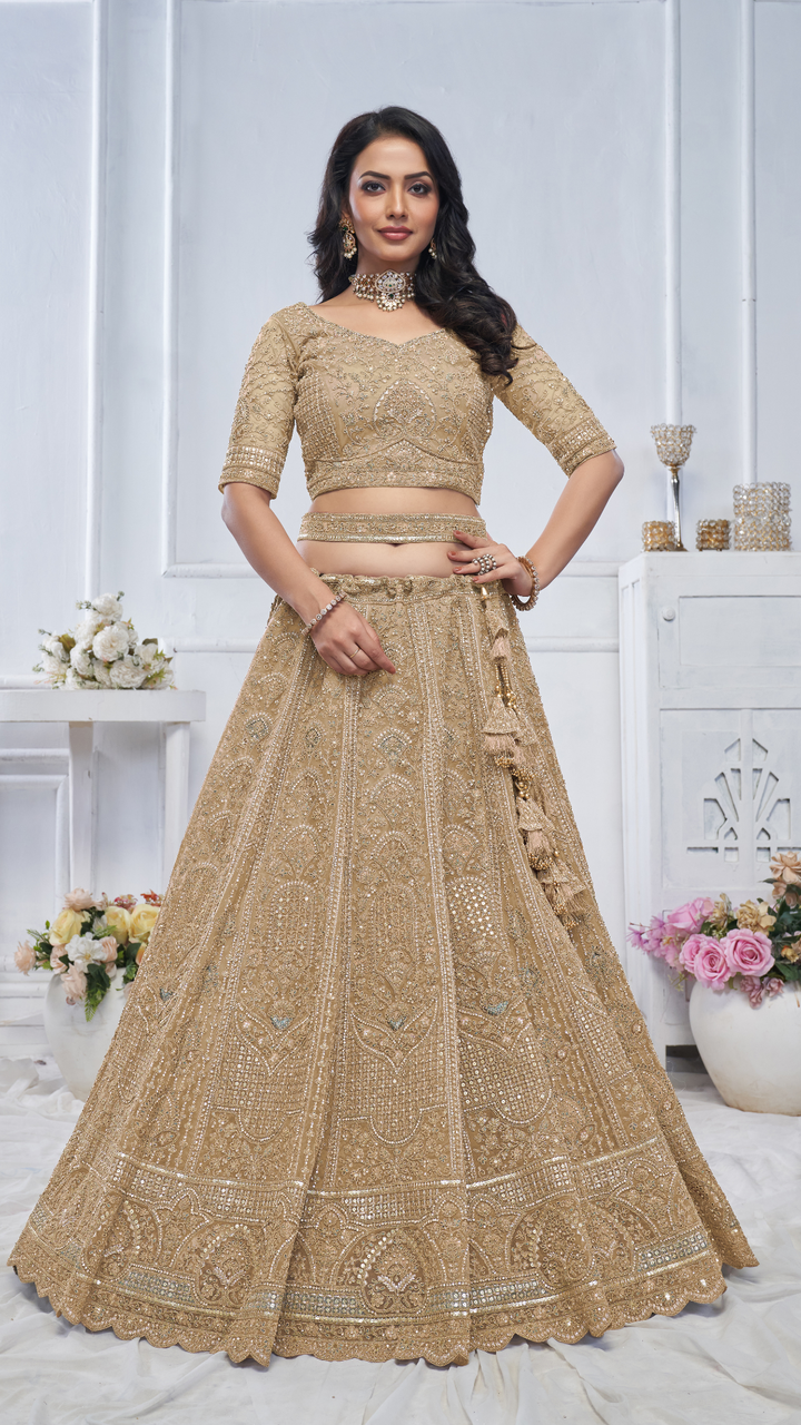 Golden Embroidered Bridal lehenga