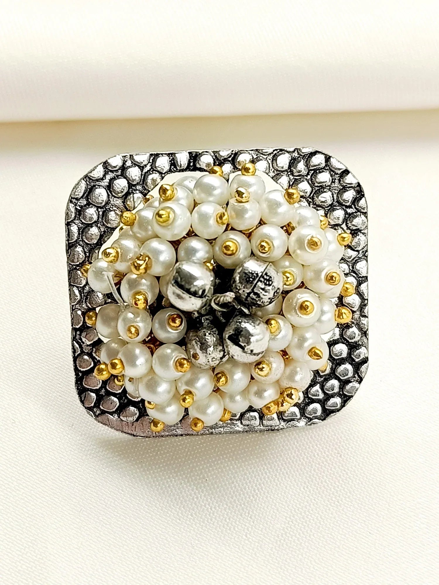 Edha White Pearl Men's Finger Ring