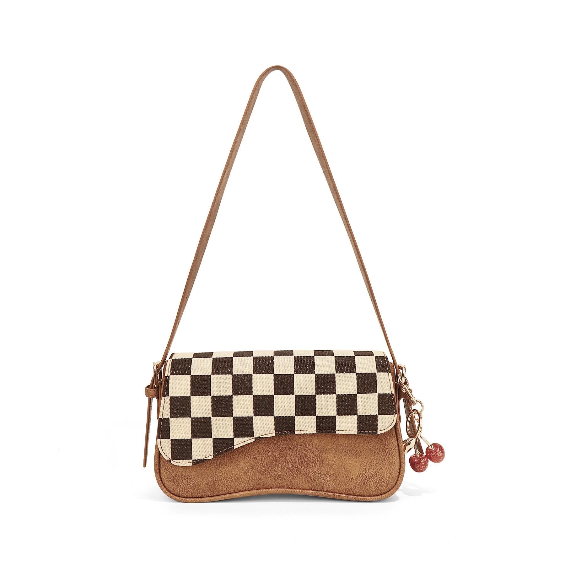 Ounamei Vintage Checkered Flap Shoulder Bag for Woman | Small Vegan Leather Crossbody Purse for Daily