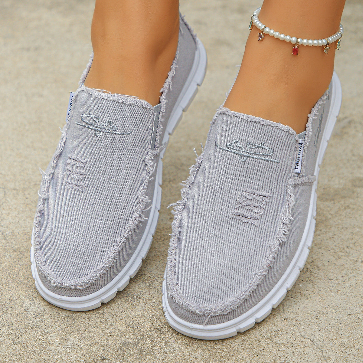 Women's Hazel Washed Canvas Slip-On Shoes - Vintage Casual Comfort Sneakers (US 5-10)