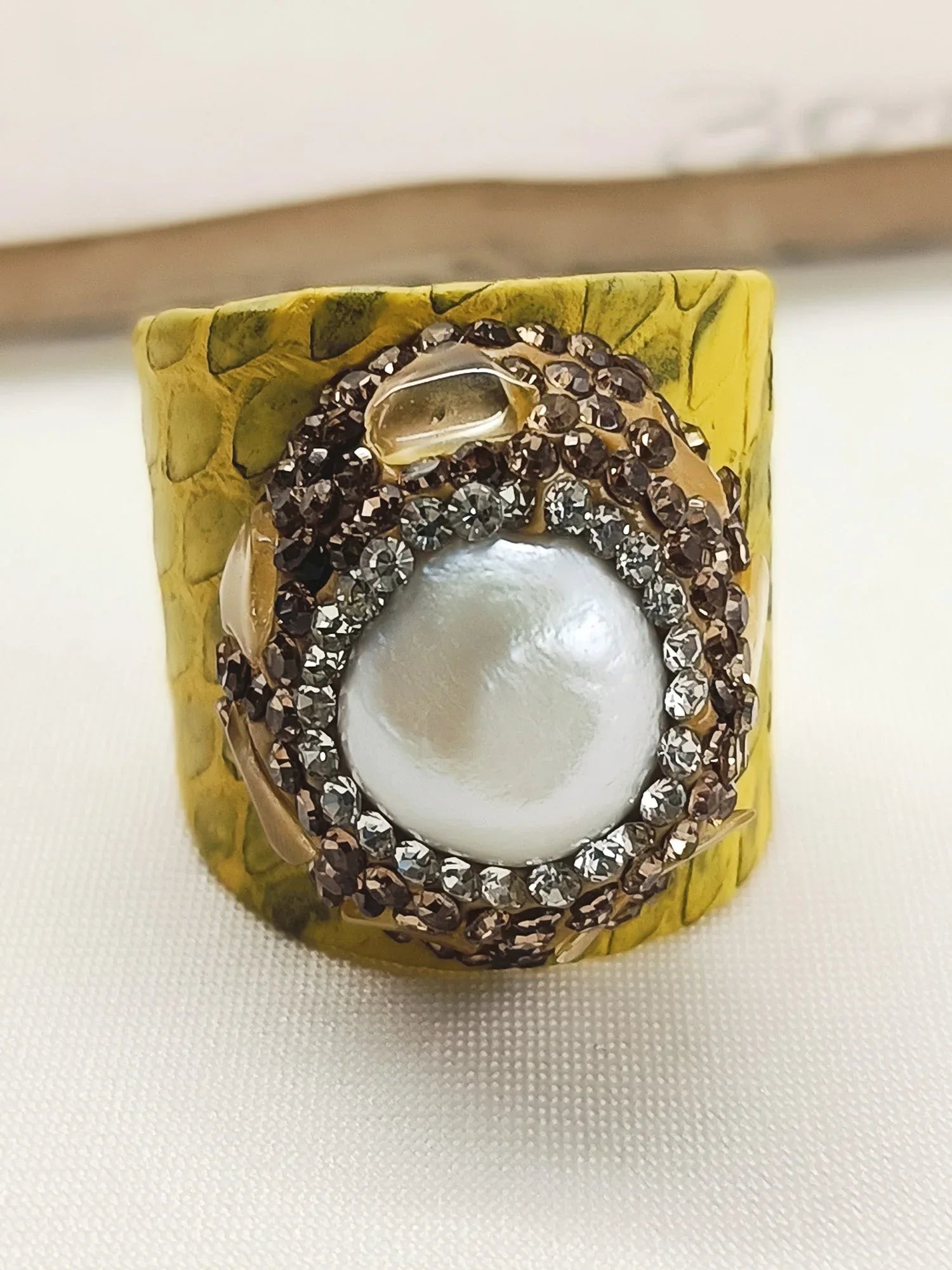 Riviera Yellow Western Bracelet With Finger Ring