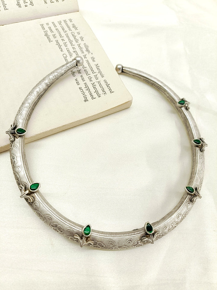 Belinda Green Oxidized Hasli Style Neckpiece