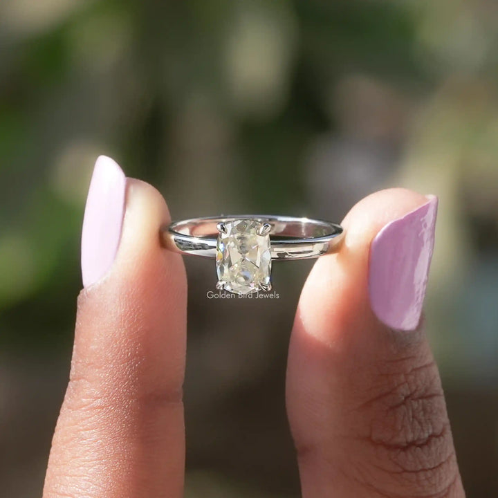 1 Carat Cushion Moissanite Solitaire Ring